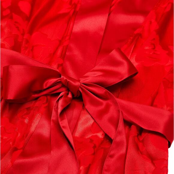 Victoria's Secret Red Burnout Satin Robe + Corset Set, M/L - Picture 3 of 7
